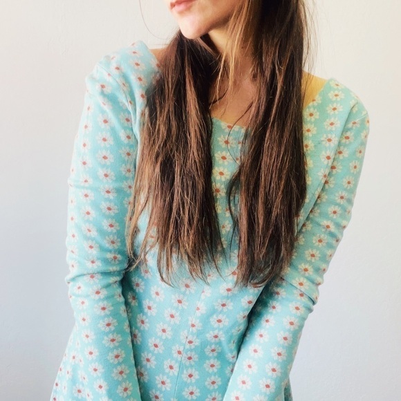 Vintage 1970s Long Sleeve Ditsy Floral Print Daisy Mini Dress The Red Eye 9 - Picture 6 of 13